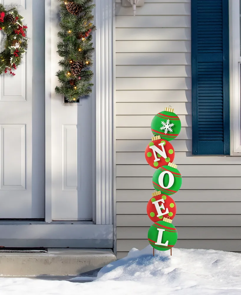 Glitzhome 42" H Metal Noel Ornament Yard Stake or Wall Decor