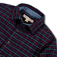 Hope & Henry Boys Organic Long Sleeve Plaid Flannel Button Down Shirt with Elbow Patches