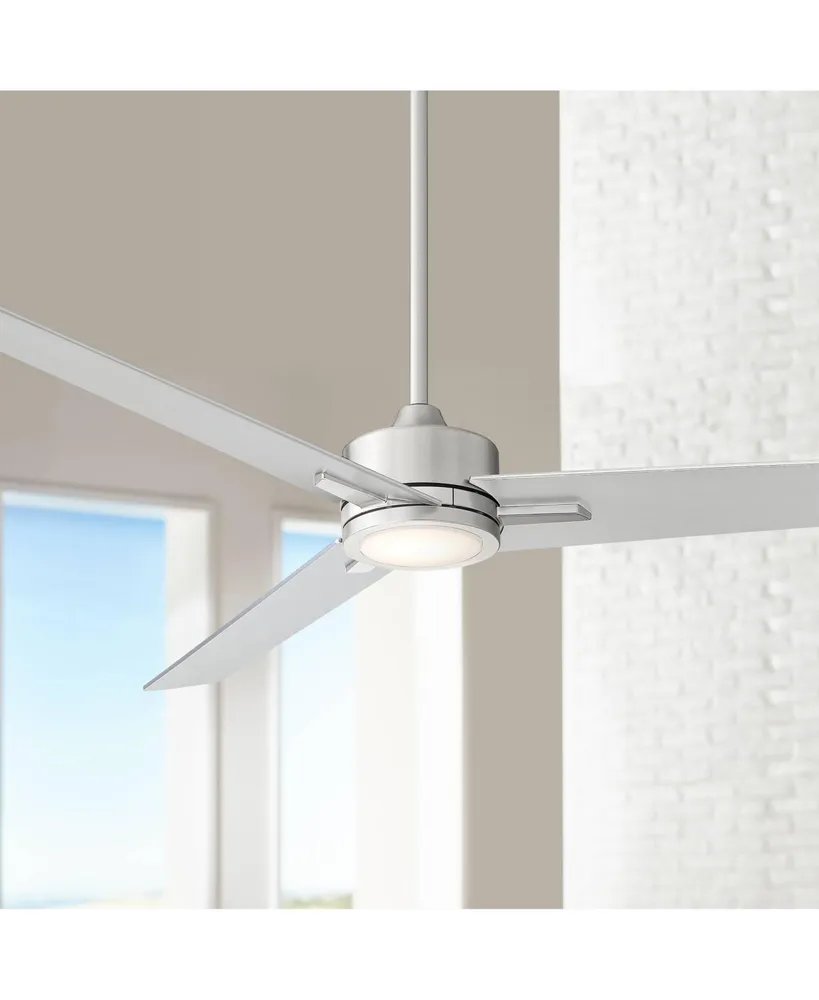 Casa Vieja 60" Monte Largo Modern 3 Blade Indoor Ceiling Fan with Dimmable Led Light Remote Control Brushed Nickel Silver for Living Kitchen House Bed