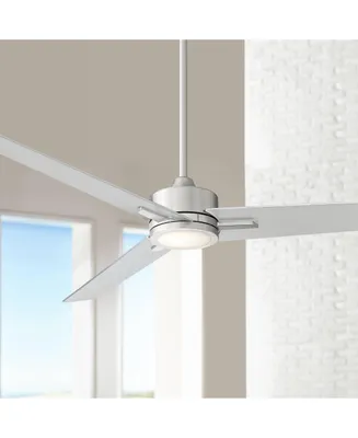 60" Monte Largo Modern 3 Blade Indoor Ceiling Fan with Dimmable Led Light Remote Control Brushed Nickel Silver for Living Kitchen House Bedroom Family
