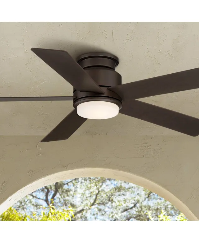 Casa Vieja 52 Casa Breeze Tropical Coastal Indoor Outdoor Ceiling Fan with  Light LED Remote Control Oil Brushed Bronze Palm Leaf Damp Rated for Patio