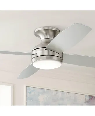 52" Elite Modern Industrial Hugger Low Profile Indoor Ceiling Fan with Led Light Remote Control Brushed Nickel Silver Blades House Bedroom Family Livi