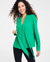 I.n.c. International Concepts Women's Scarf-Neck Long-Sleeve Blouse, Created for Macy's