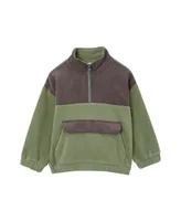 Cotton On Toddler Boys Spliced Cord Quarter Zip Pullover Sweater