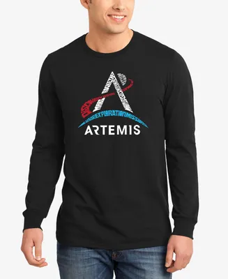 La Pop Art Men's Nasa Artemis Logo Word Long Sleeve T-shirt