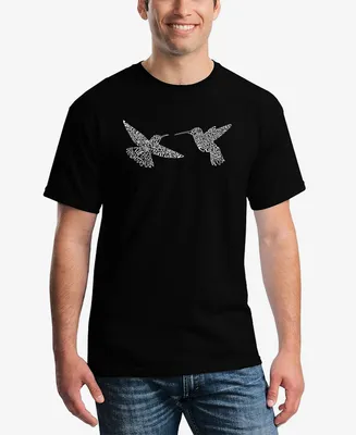 La Pop Art Men's Hummingbirds Printed Word T-shirt