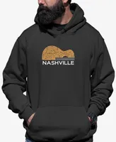 La Pop Art Men's Nashville Guitar Word Hooded Sweatshirt