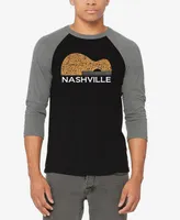 La Pop Art Men's Nashville Guitar Raglan Baseball Word T-shirt