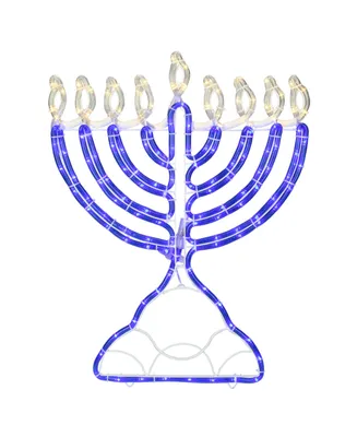 150 Clear and Blue Led Hanukkah Menorah Rope Lights, 1.4 Feet White Wire