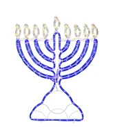 150 Clear and Blue Led Hanukkah Menorah Rope Lights, 1.4 Feet White Wire