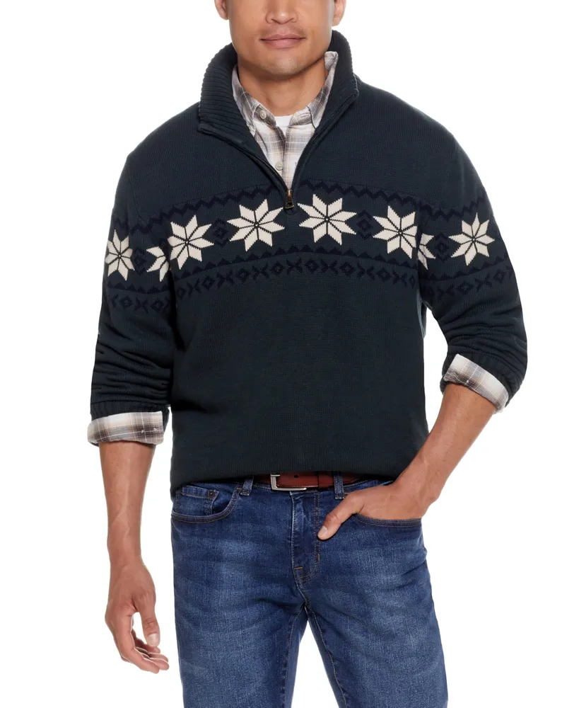 Weatherproof Vintage Men's Snowflake Quarter-Zip Sweater