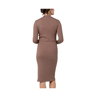 Ripe Maternity Ruby Rib Nursing Dress Mocha