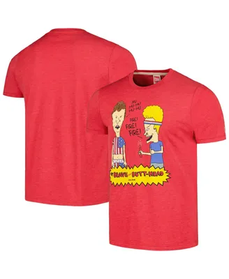 Men's and Women's Homage Red Beavis and Butt-Head Tri-Blend T-shirt