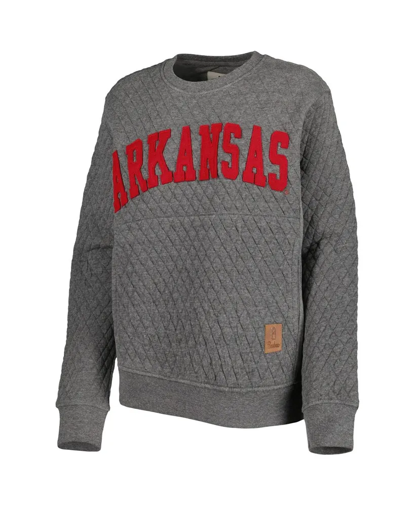 Women's Pressbox Heather Charcoal Arkansas Razorbacks Moose Quilted Pullover Sweatshirt