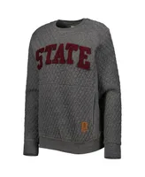 Women's Pressbox Heather Charcoal Mississippi State Bulldogs Moose Quilted Pullover Sweatshirt