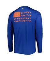 Men's Columbia Royal Florida Gators Terminal Shot Omni-Shade Omni-Wick Long Sleeve T-shirt