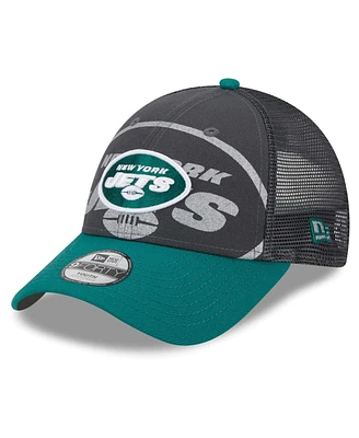 Preschool Boys and Girls New Era Graphite, Green New York Jets Reflect 9FORTY Adjustable Hat