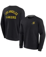 Men's and Women's Fanatics Signature Black Los Angeles Lakers Super Soft Fleece Oversize Arch Crew Pullover Sweatshirt