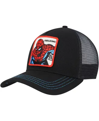 Men's Black Spider-Man Retro A-Frame Snapback Hat