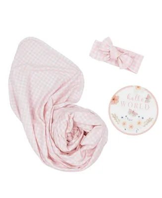 Living Textiles Baby Girls Hello World Gift Set, 3 Piece