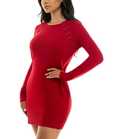 Bcx Juniors' Grommet Lace-Up Bodycon Sweater Dress