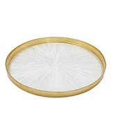 Classic Touch 8.25" Crystal Glass Salad Plates with Gold Border 4 Piece Set, Service for 4