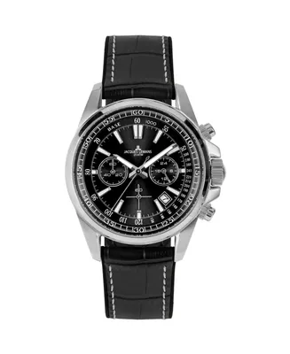 Jacques Lemans Men's Liverpool Watch with Leather/Solid Stainless Steel Strap, Chronograph 1-2117