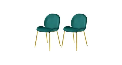 Set of 2 Velvet Accent Chairs with Gold Metal Legs