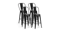 30" Height Set of 4 High Back Metal Industrial Bar Stools