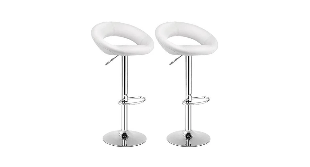 Slickblue Set of 2 Bar Stools Adjustable Pu Leather Swivel Chairs