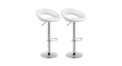 Slickblue Set of 2 Bar Stools Adjustable Pu Leather Swivel Chairs