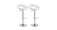 Slickblue Set of 2 Bar Stools Adjustable Pu Leather Swivel Chairs