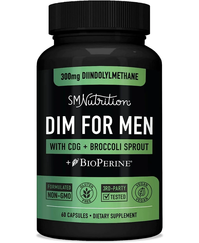 SMNutrition Dim 300mg For Men, Estrogen Blocker & Aromatase Inhibitor, Men s Hormone Balance & Fitness Booster Supplement with Diindolylmethane, SMNut