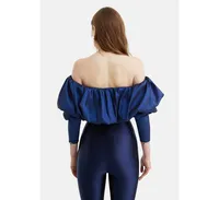 Women's Balloon Sleeve Crop Top