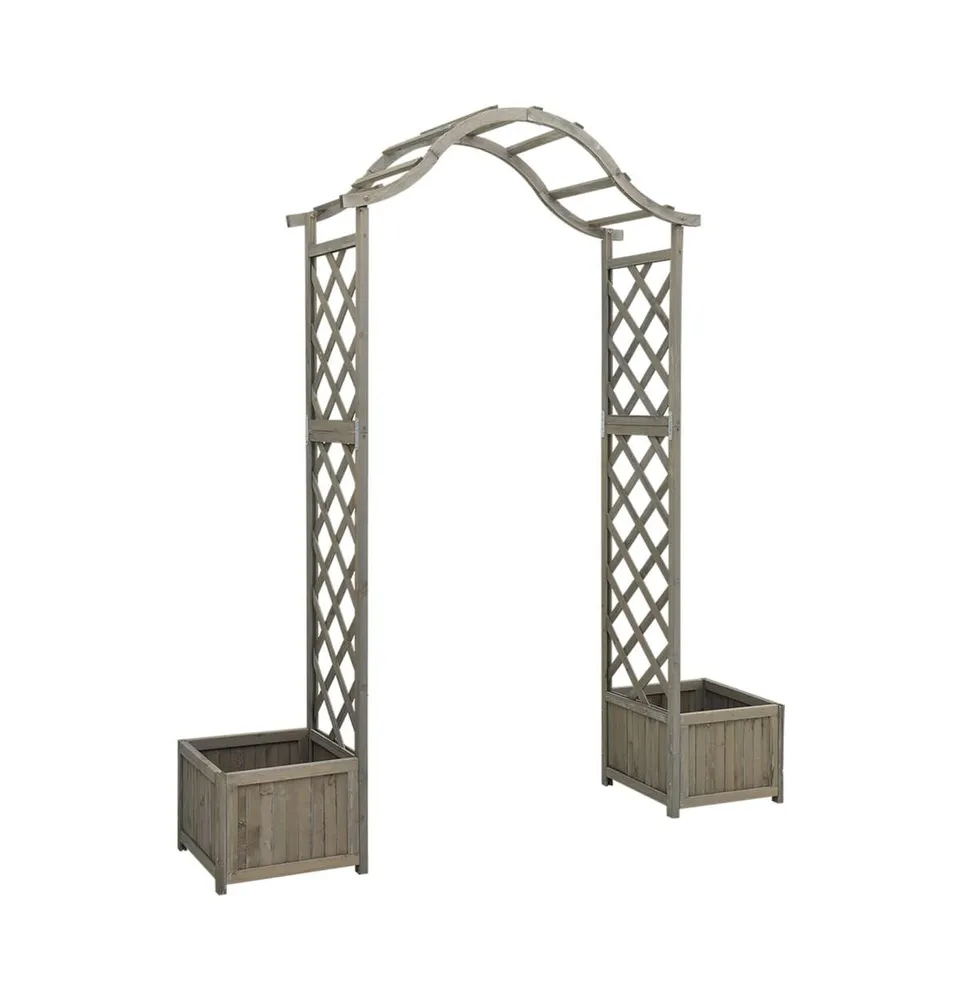 vidaXL Garden Pergola with Planter Gray Solid Firwood