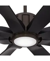 Possini Euro Design 80" Defender Rustic Farmhouse Indoor Outdoor Ceiling Fan with Dimmable Led Light Remote Control Oil Rubbed Bronze Black Damp Rated