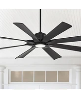 60" Defender Modern Large Indoor Outdoor Ceiling Fan with Led Light Remote Control Matte Black Damp Rated for Patio Exterior House Home Porch Gazebo G