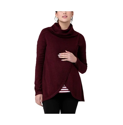 Ripe Maternity Maternity Ripe Cowl Neck Nursing Knit Sweater Maroon