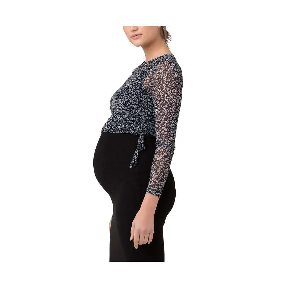 Ripe Maternity Layla Ruched Top Black/Storm
