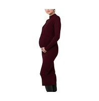 Ripe Maternity Nella Rib Nursing Knit Dress Maroon