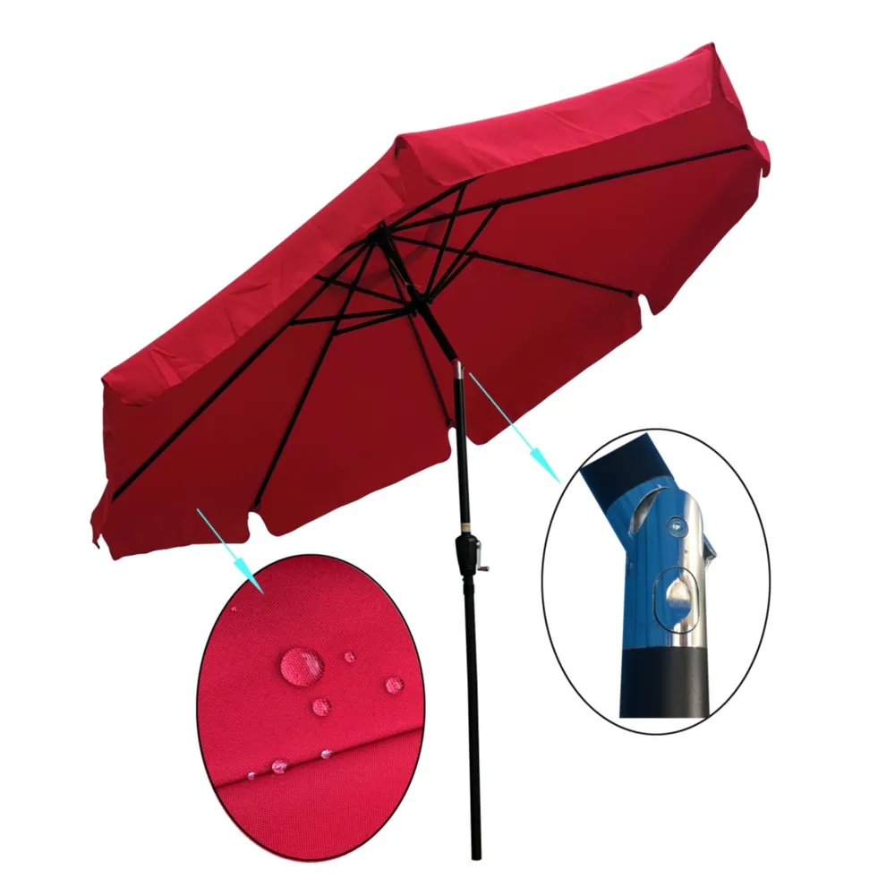 Simplie Fun 10FT Patio Umbrella Market Round With Crank And Push Button