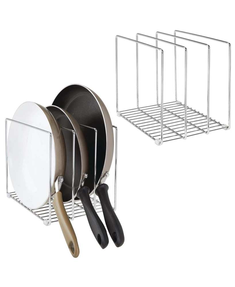 mDesign Tall Steel Storage Tray Organizer Rack for Kitchen Cabinet - 2 Pack