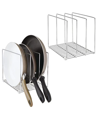 mDesign Tall Steel Storage Tray Organizer Rack for Kitchen Cabinet - 2 Pack