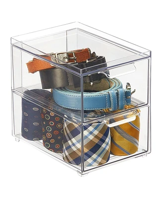 mDesign Stackable Plastic Storage Closet Bin Boxes - Pull-Out Drawers