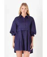 Women's Puff Sleeve Shirt Dress