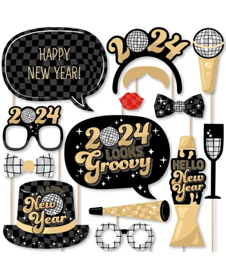 Big Dot of Happiness Disco New Year - Groovy 2025 Nye Party Photo Booth Props Kit - 20 Count