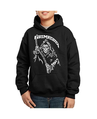 Child Boy's Word Art Hooded Sweatshirt - Grim Reaper