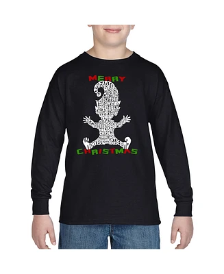 La Pop Art Boys Christmas Elf Word Long Sleeve T-Shirt