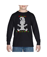 La Pop Art Boys Christmas Elf Word Long Sleeve T-Shirt