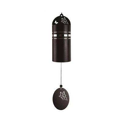 22" Long Metal Black Butterfly Wind Chime with Tube